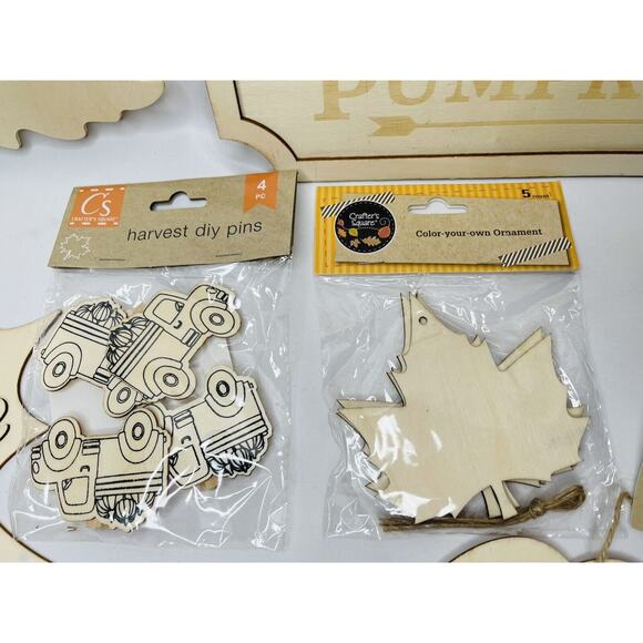 Happy Thanksgiving Harvest Wooden Slices DIY Arts & Crafts Kit Blank Cutouts - Picture 4 of 8